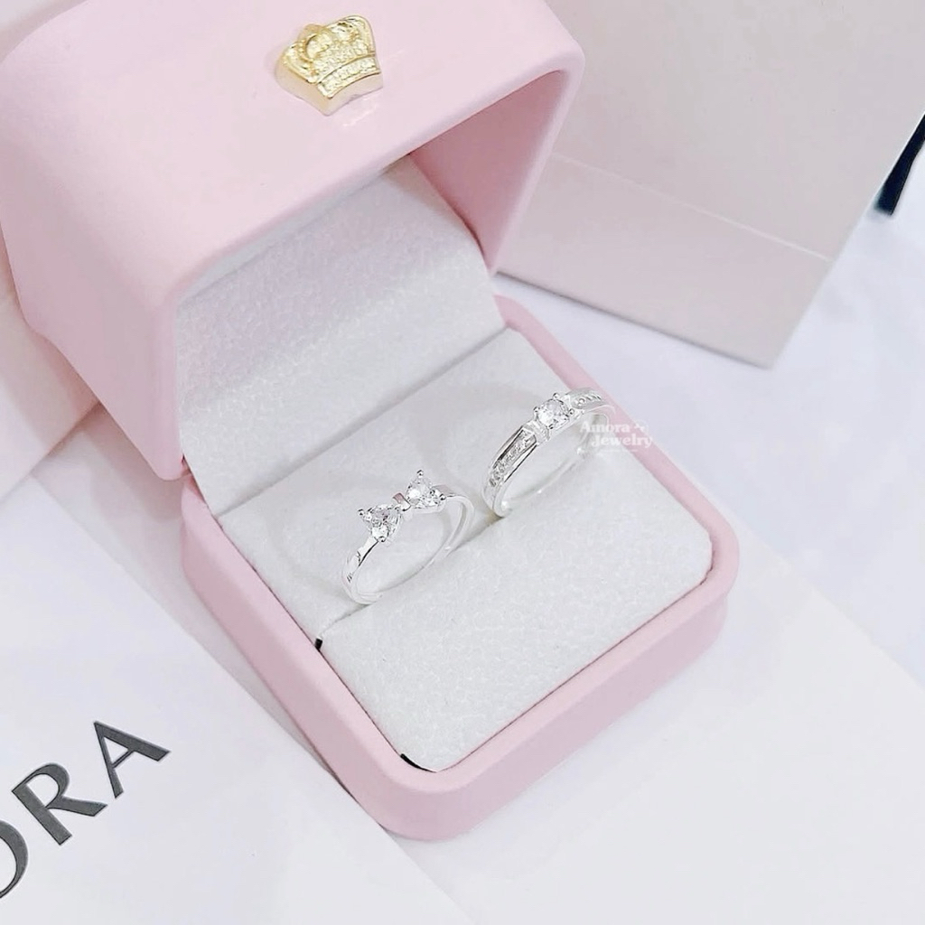 [TẶNG HỘP DA] Nhẫn đôi couple AMORA biểu tượng tình yêu bạc ta AMORA JEWELRY NĐ838