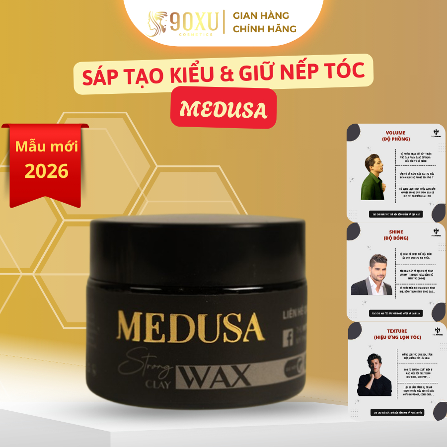 Sáp Vuốt Tóc Medusa Strong Claywax – The Mythos | Cho Tóc Mỏng, Trung Bình & Dầu