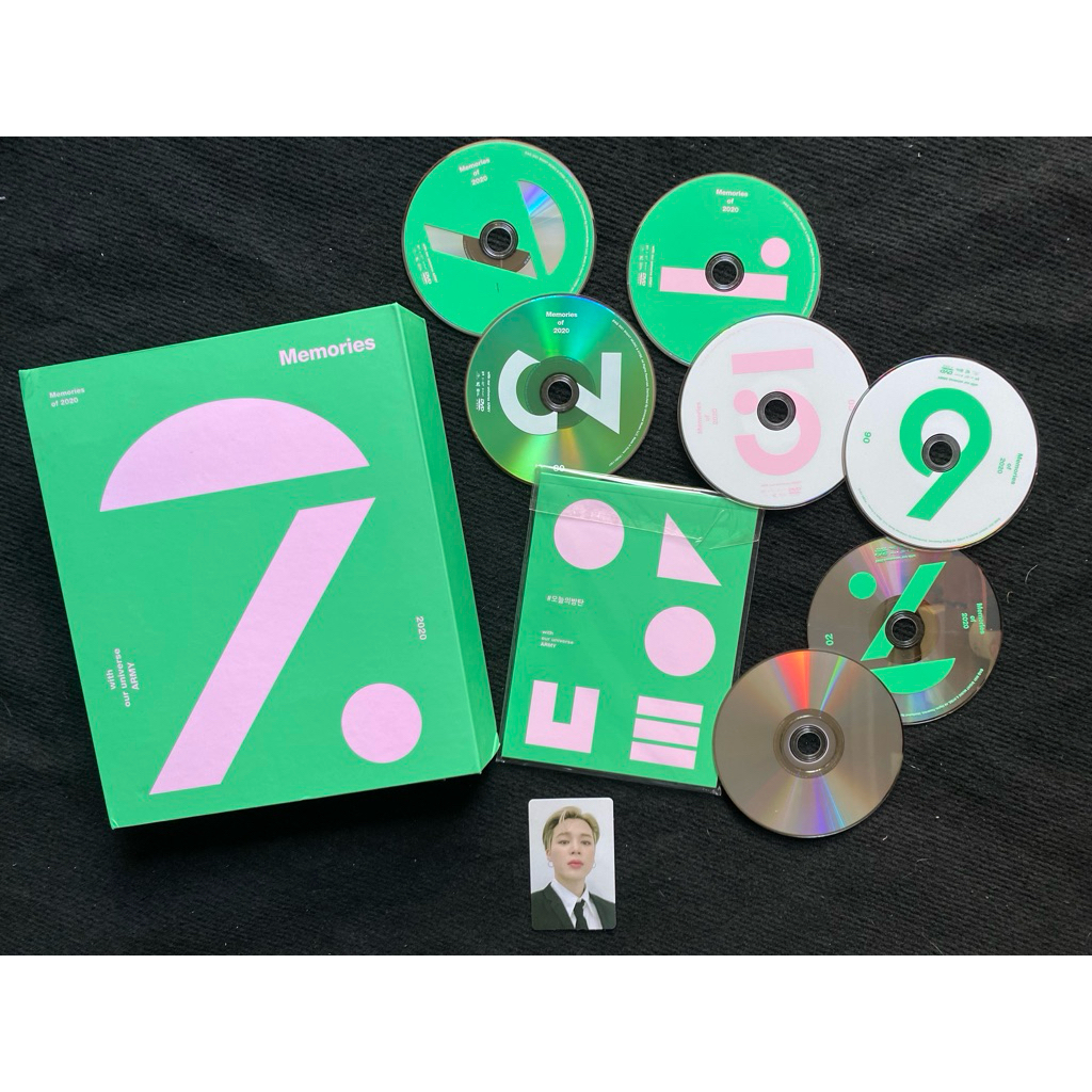 Bts dvd memories 2020 đã khui seal, gồm 7 dvd và photocard Jimin photobook như hình