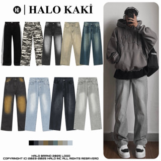 [FULL MÀU] QUẦN BAGGY JEANS MÀU WASH (XÁM/KHÓI/XANH/ĐEN) FORM ỐNG RỘNG NAM NỮ PHỦ GÓT CHÙM GIÀY HALO KAKI