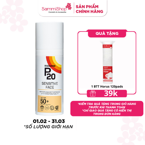 Riemann P20 Kem chống nắng Sensitive Face SPF50+ PA++++ 50g