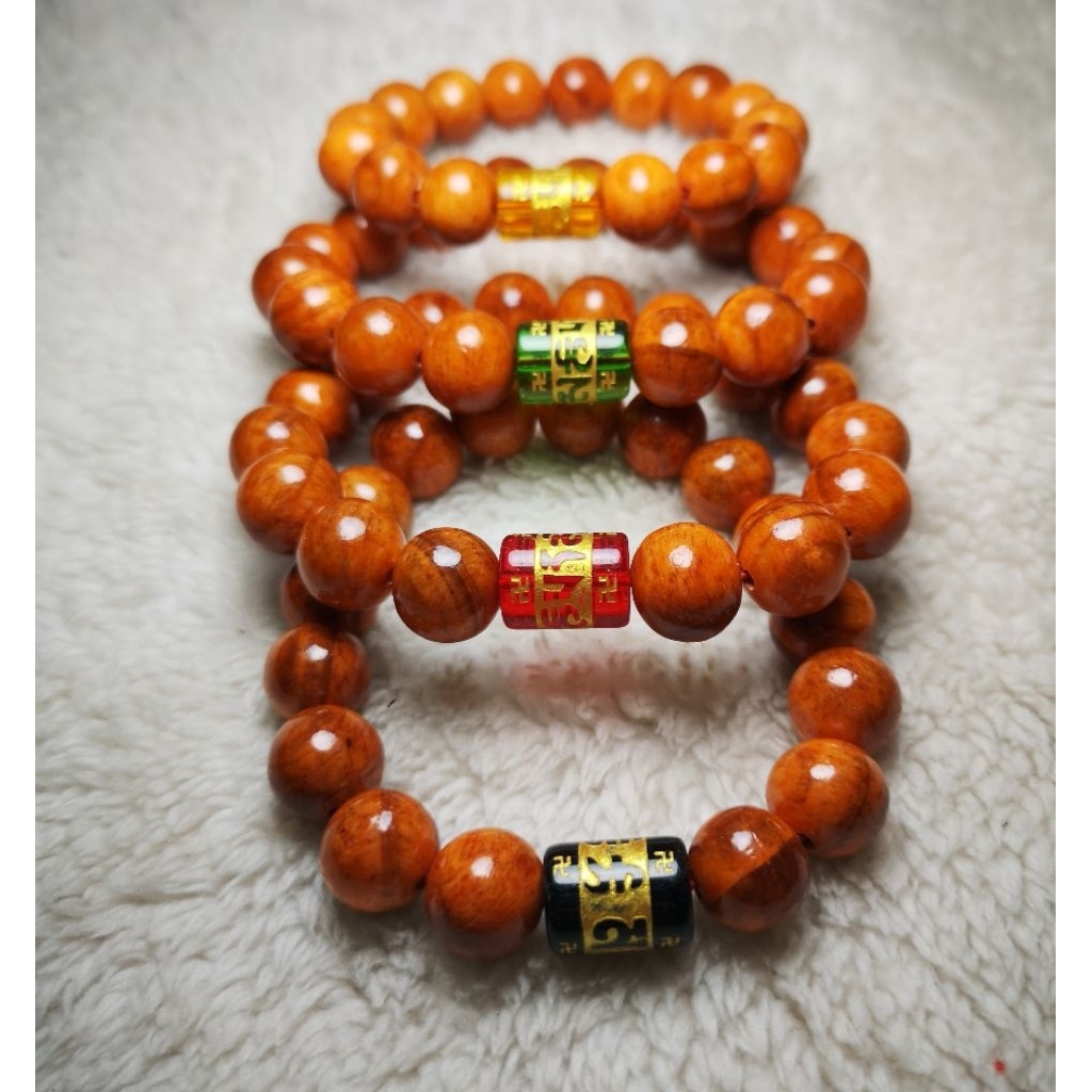 vòng tay gỗ huyết long mix đá ommani giá sỉ