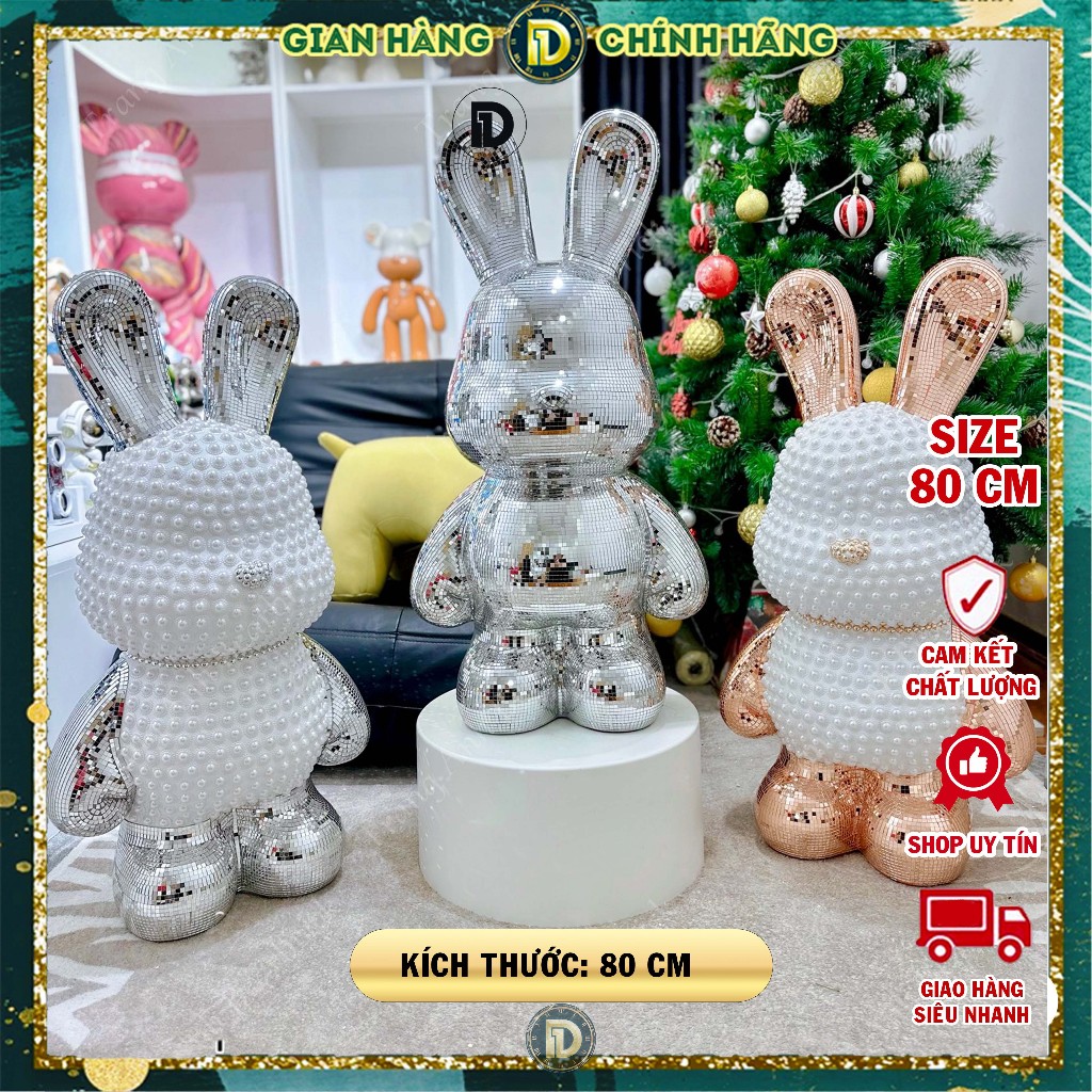 Tượng Thỏ Bling Ngọc Trai Decor - Size 80 cm - Trang Trí Nhà Cửa - Nhập khẩu chính hãng D1 home