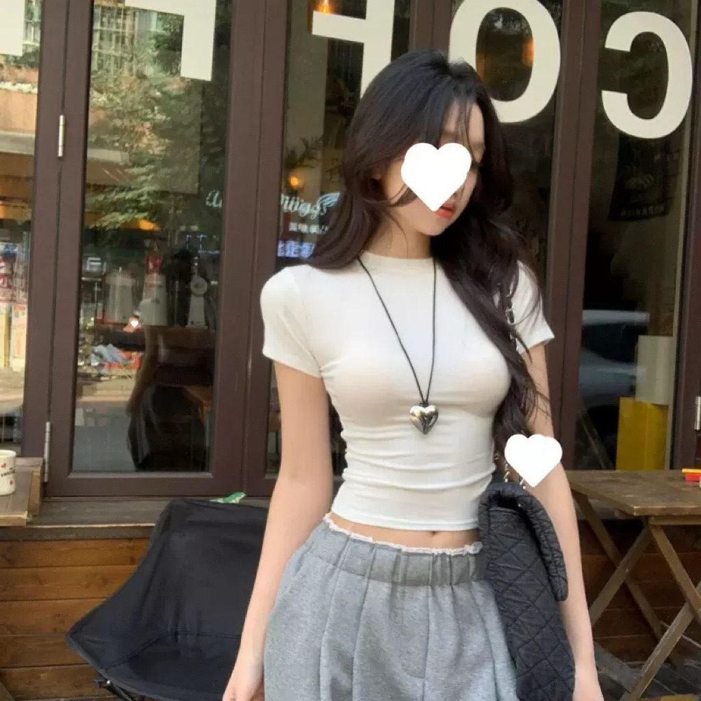 MS008-Áo thun crotop nữ cộc tay ( dáng ngắn) 42-52kg ôm body, chất bozip cao cấp phong cách Hàn Quốc