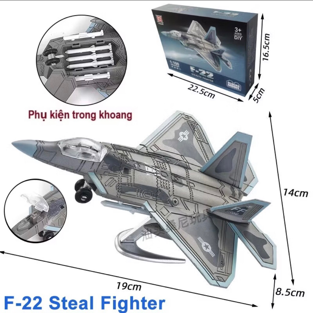 Mô hình lắp ráp Xuja tỷ lệ 1:100 - Tiêm kích F-22 Raptor - Tiêm kích đa nhiệm SU-35,SU-35S - Tiêm kí