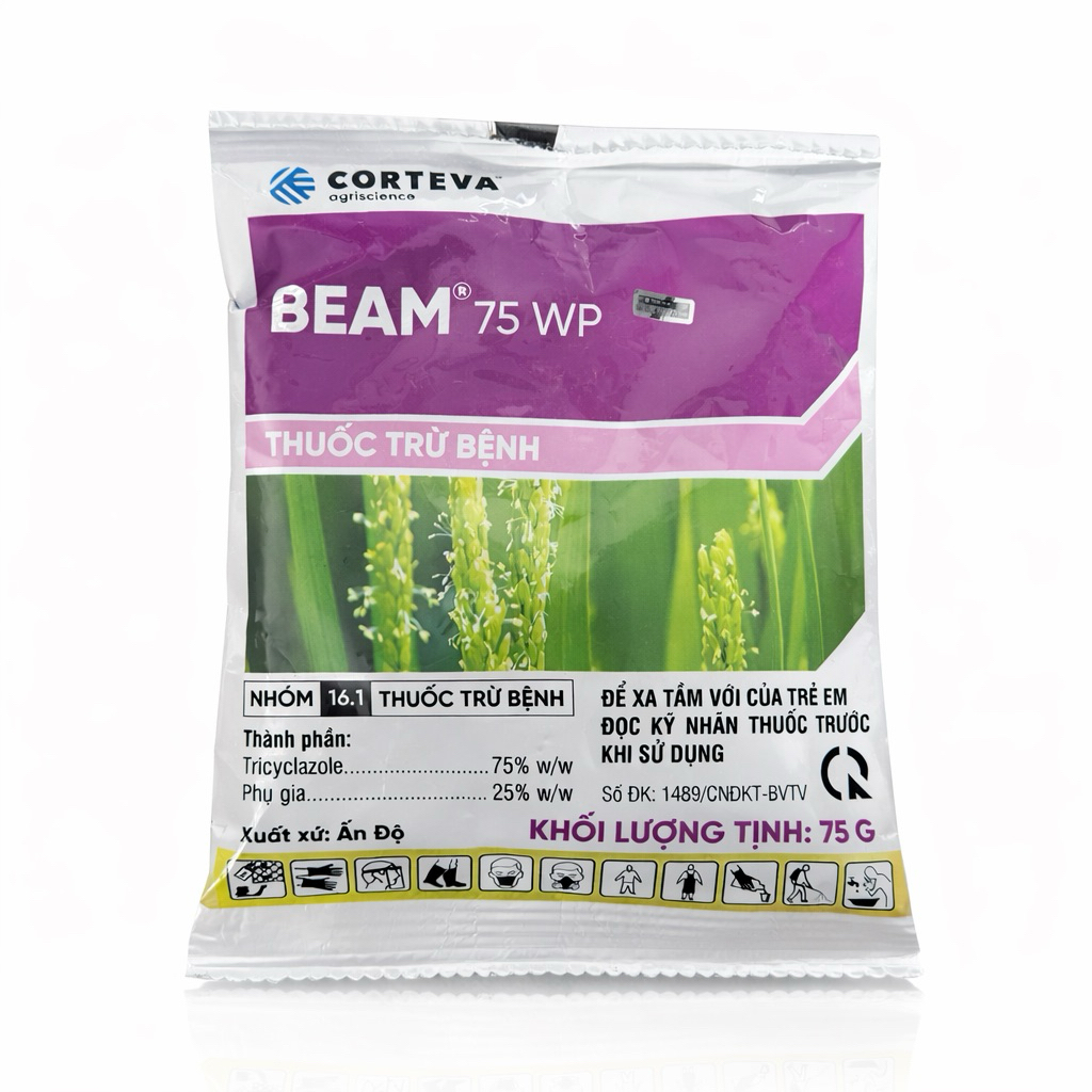 [10 gói] BEAM 75WP (75gr) CORTEVA - Trừ bệnh Đạo ôn cổ bông, Đạo ôn lá, cháy lá