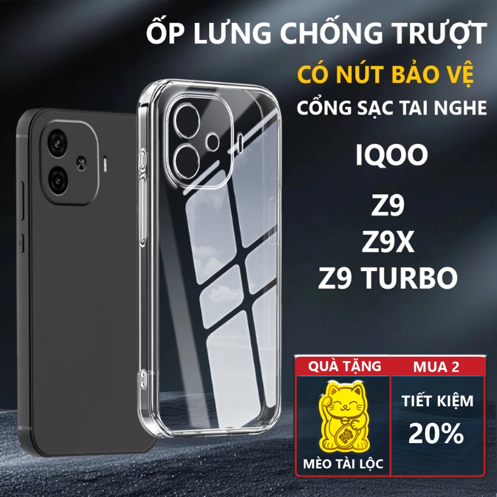 Ốp lưng bảo vệ chân sạc IQoo Z9/ Z9 Turbo/ Z9 Turbo Pro Plus chống trơn trượt-Pancase