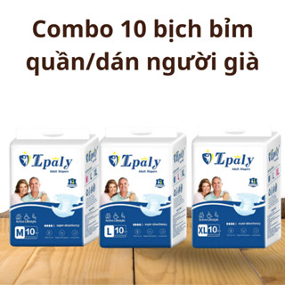 [Ipaly100] Combo 10 bịch ( mỗi bịch 10 miếng) bỉm quần/dán người già Ipaly đủ size M/L/XL từ 35-80kg