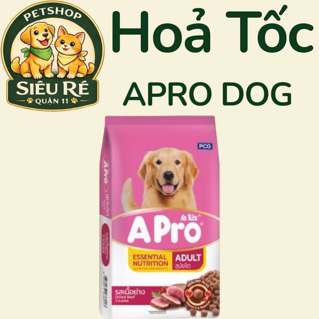 [BAO 20KG] HẠT APRO DOG ADULT VỊ BÒ NƯỚNG BAO 20KG ( 20 GÓI 1KG ) - THÁI LAN -