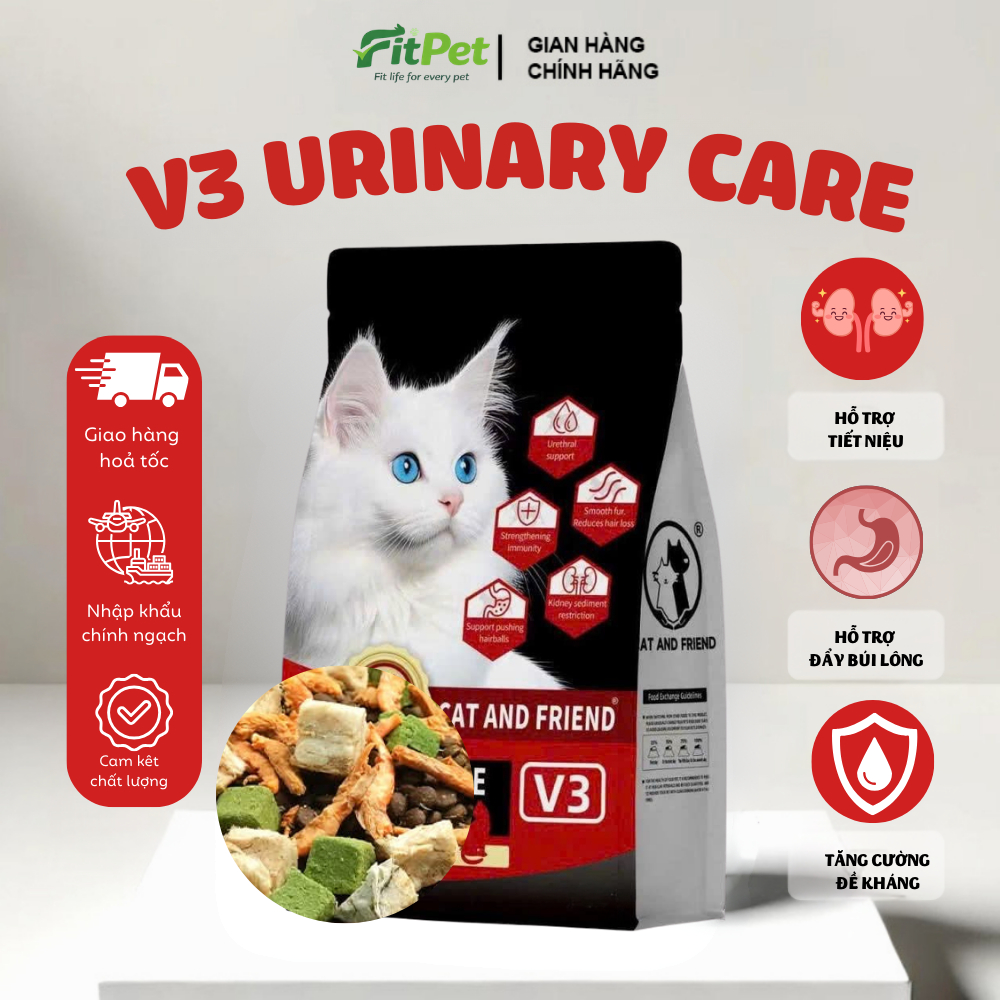 [URINARY] Thức ăn hạt cho mèo  V3 URINARY CARE  túi 5KG, hỗ trợ niệu đạo, bổ sung dinh dưỡng cho mèo