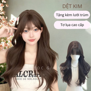 [Hoả Tốc] Tóc Giả Nguyên Đầu Mái Thưa Xoăn Dài 58cm m, Hỗ Trợ Chỉnh Form, Tơ Lụa Cao Cấp, Tặng Lưới Trùm (CH18)