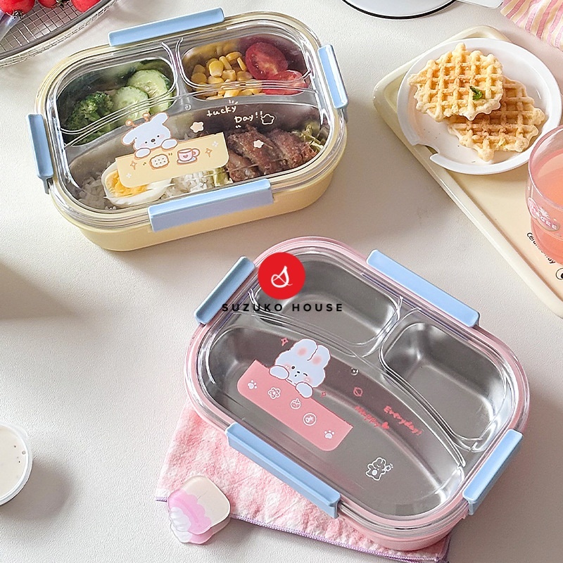 Hộp Đựng Cơm Chống Nước Cute Inox 304 SUZUKO HOUSE, Hộp đựng đồ ăn mang đi học, đi làm văn phòng giữ