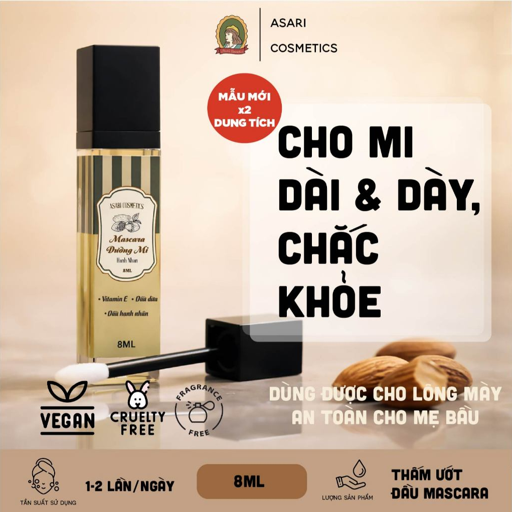 [8ml - mẫu mới 2026] Mascara dưỡng mi dày, dài & chắc khỏe handmade Asari Cosmetics