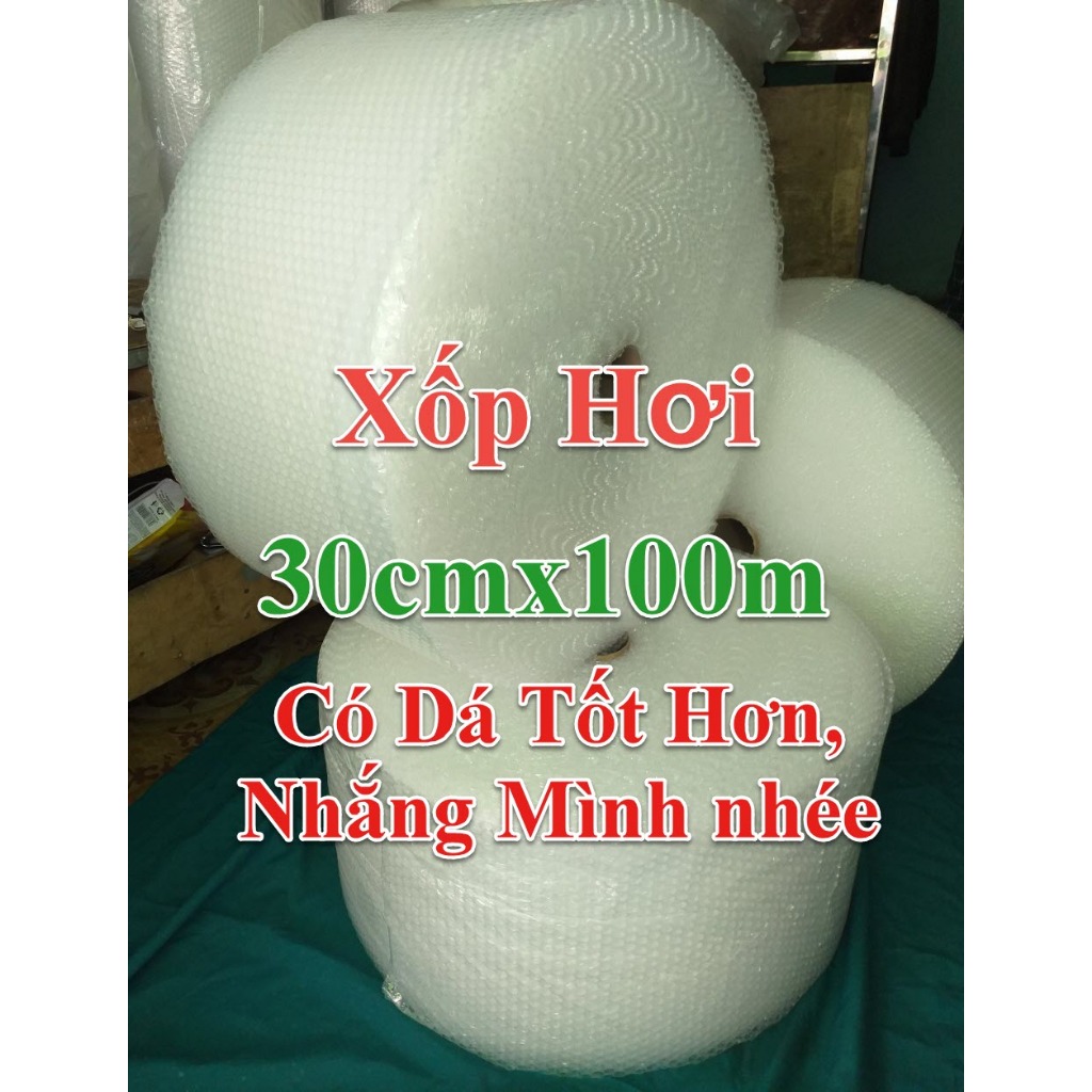 Cuộn Xốp Hơi Chống Sốc Khổ 30cm x 100m Bọc Gói Hàng