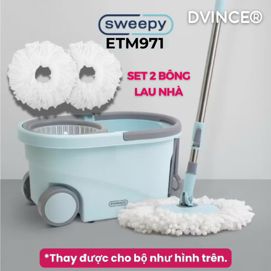 [⚡Chính hãng] Set 2 bông lau nhà thay thế Sweepy ETM971 Màu trắng - ETM970RF