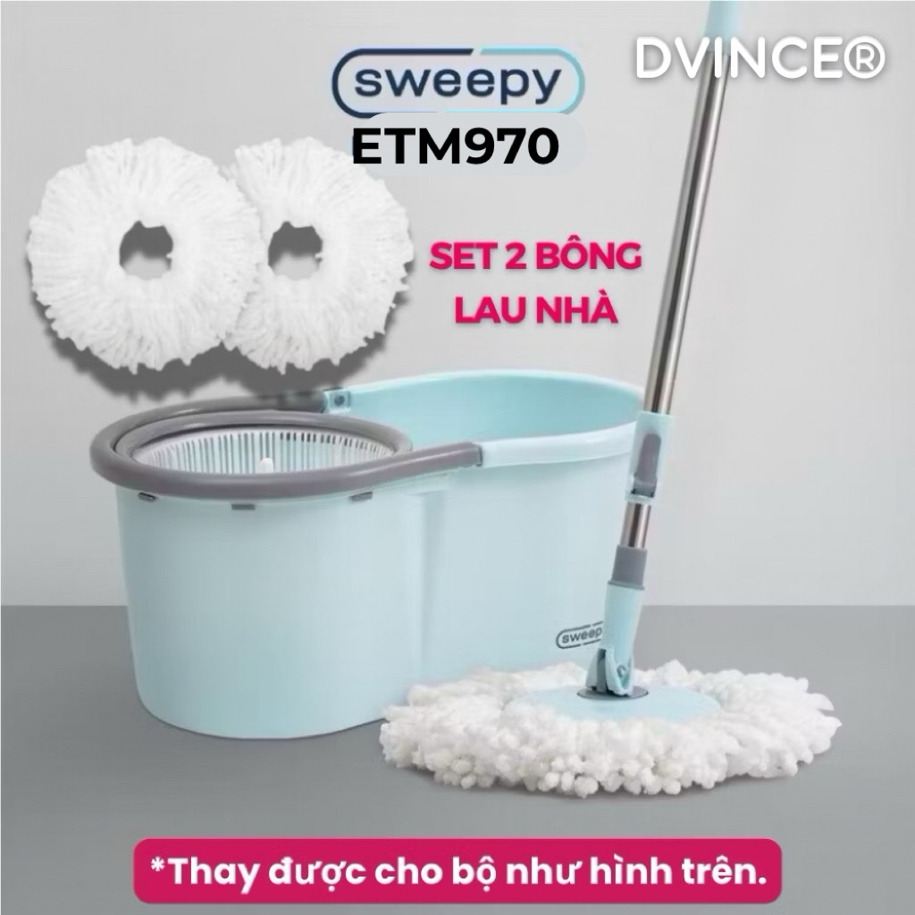 [⚡Chính hãng] Set 2 bông lau nhà thay thế Sweepy ETM970 và ETM971 Màu trắng - ETM970RF