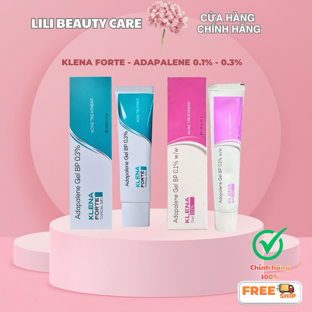 Klena Forte Adapalene 0.1% và Klena Forte Adapalene 0.3%  - Hỗ trợ giảm thâm, giảm mụn