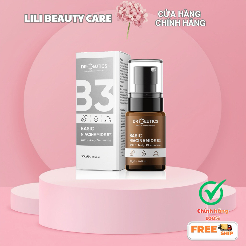 DRCEUTICS Tinh chất Niacinamide Bassic 8% cho da dầu mụn (30g)