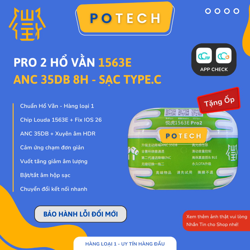 Tai Nghe Hổ Vằn Louda 1563E/1562F ANC 35DB, Tai Nghe Pro 2 Kết Nối Đa Thiết Bị - Tăng Giảm Âm Lượng 