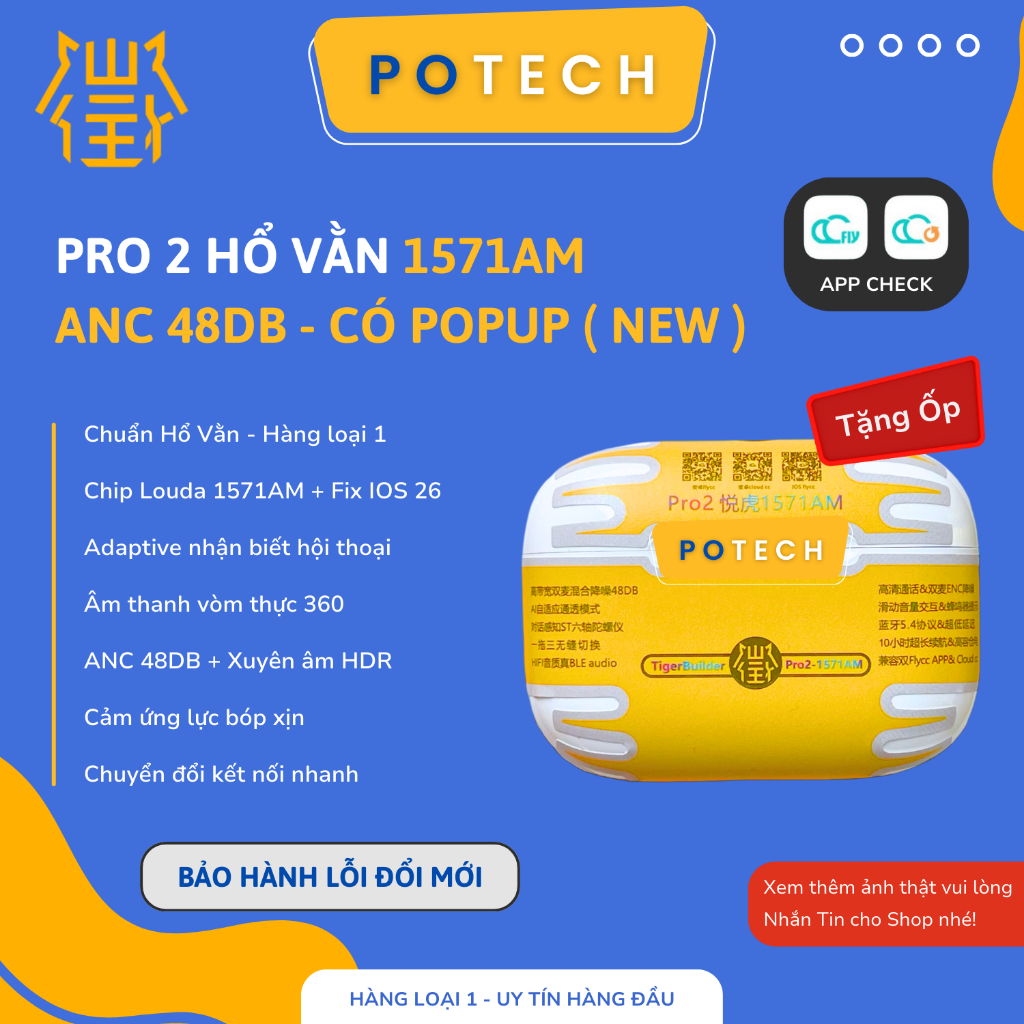 Tai Nghe Hổ Vằn Louda 1571AM ANC 48DB, Tai Nghe Pro 2 Adaptive Nhận Biết Hội Thoại - Âm Thanh Vòm 8D