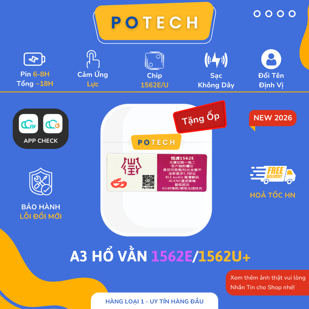 [ A2 ] Tai Nghe Hổ Vằn Louda 1562E/1562U+ ENC, Tai Nghe A2 1562E Cảm Biến Hồng Ngoại - Pin 8H