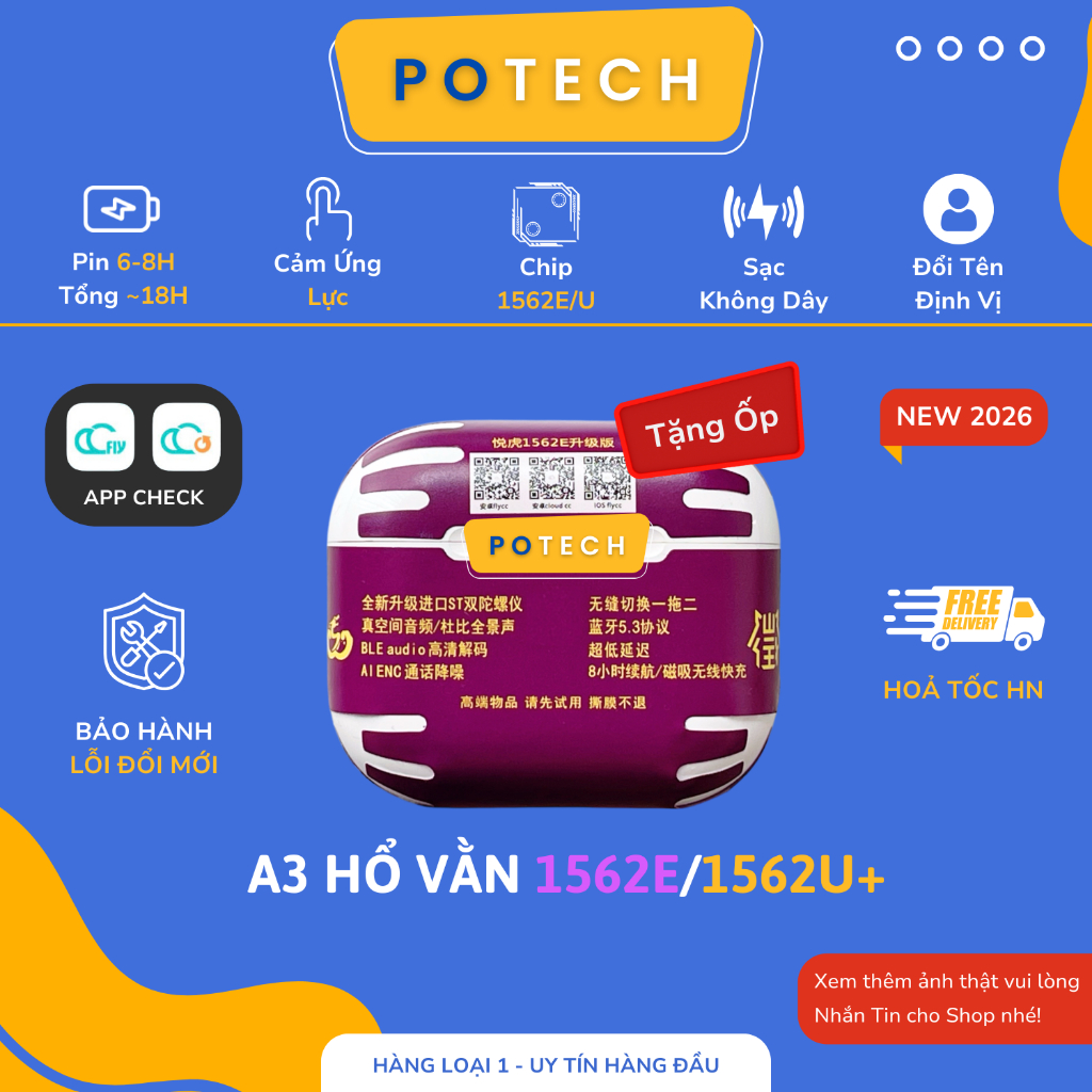 [ A3 ] Tai Nghe Hổ Vằn Louda 1562E/1562U+ ENC, Tai Nghe A3 1562E Âm Thanh Không Gian, Cảm Biến Hồng 