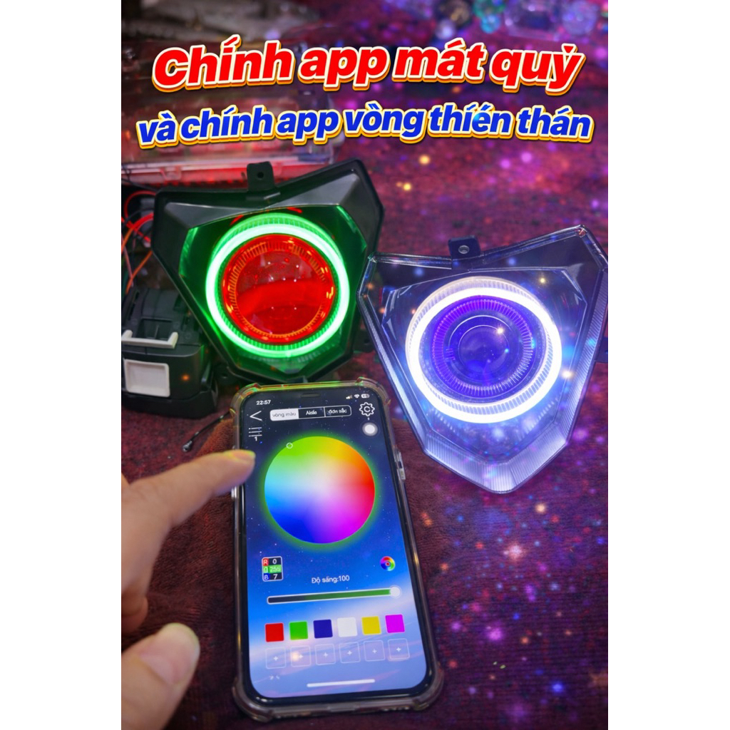 Bi cầu F11 full chỉnh app (chỉnh app mắt quỷ+vòng tt) dành cho xe điện Xmen