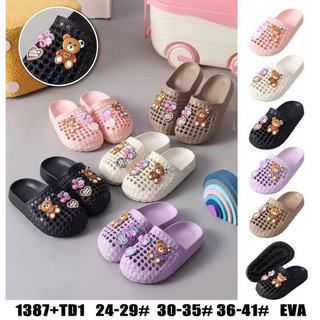 Dép Sục Rọ Trẻ Em Gắn Sticker Gấu Chất Liệt Eva Đục Lỗ Thoáng Đi Êm Và Nhẹ - 1387