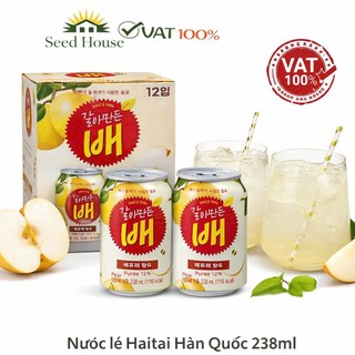 Hộp 12 Lon Nước Trái Lê Nghiền Crushed Pear Haitai Hàn Quốc Lon 238ML / 해태음료) 갈아만든 배