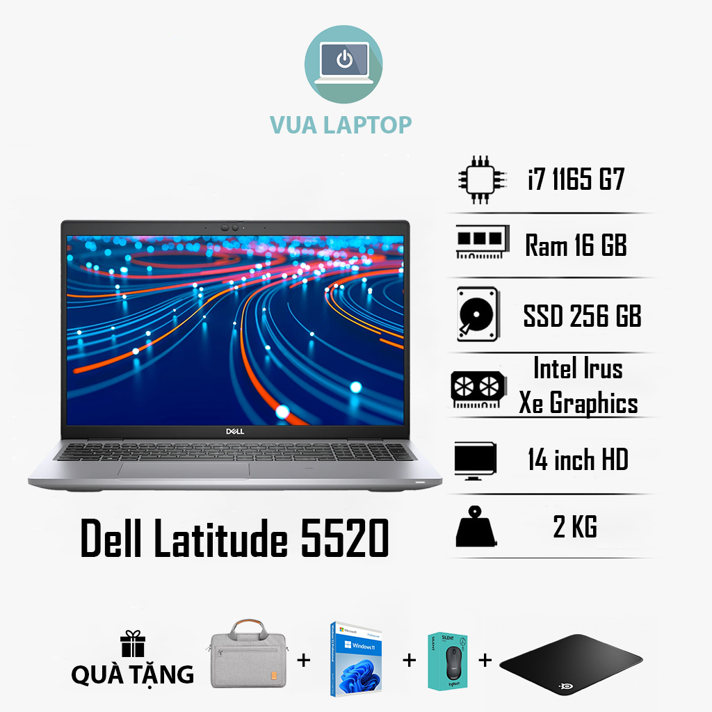 Laptop Doanh Nhân Dell Latitude 5520 i7-1185G7 | RAM 16GB SSD 256GB | 15.6" FHD IPS | Chuyên Code, Đồ Họa