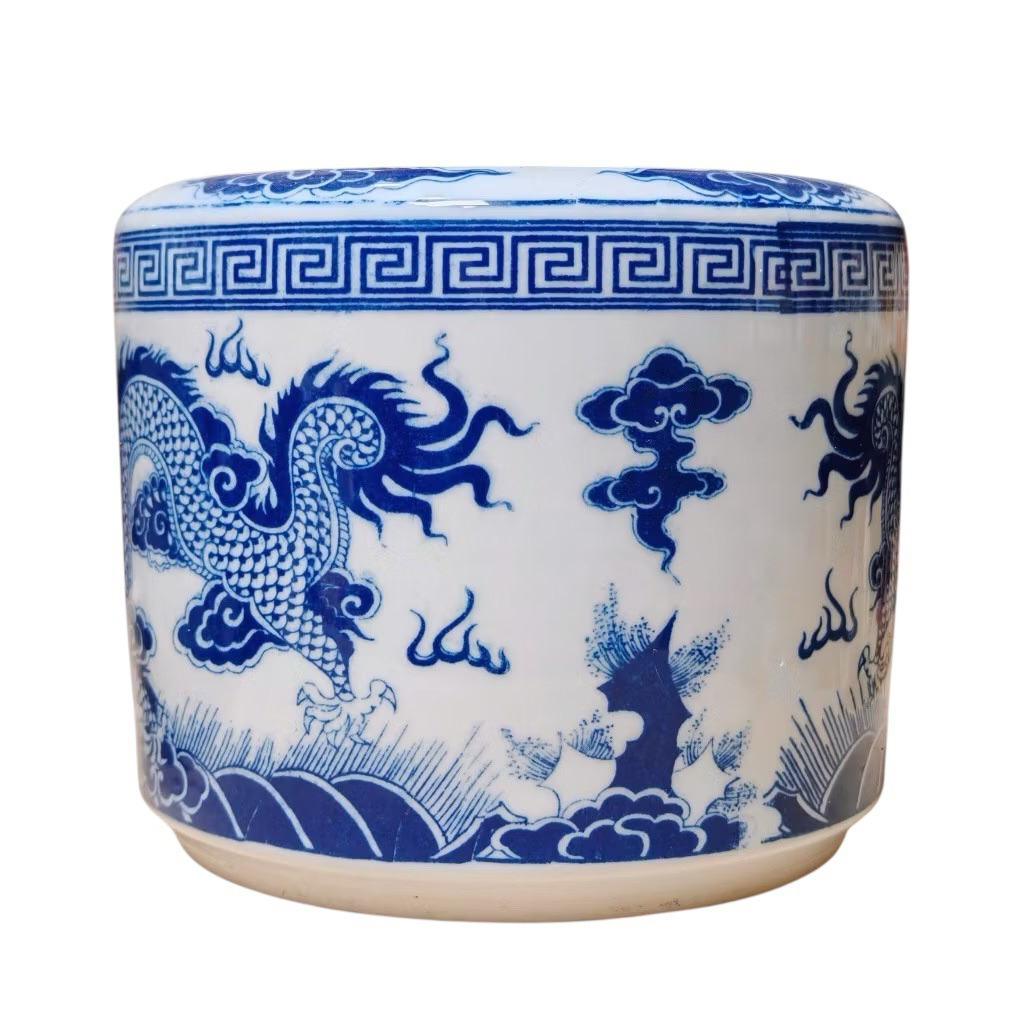 LƯ HƯƠNG SỨ MEN LAM - HỌA TIẾT SONG LONG CHẦU NGUYỆT