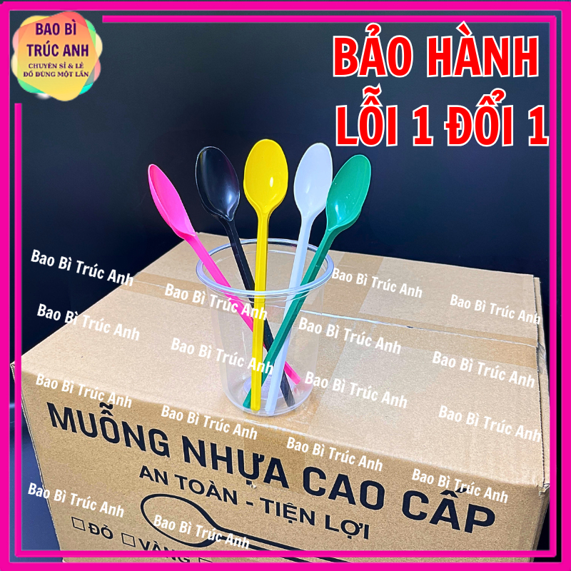 ( SỈ THÙNG 2500 ) Muỗng Nhựa Dùng 1 Lần 20cm , Muỗng Trà Sữa Dùng Cho Ly 600ml , 650ml , 700ml