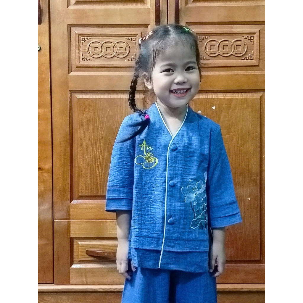 Tim 2Lớp VânMây Bé Gái # Đồ Lam Đi Chùa