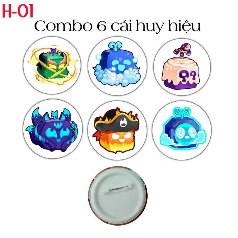 Huy hiệu / pin Blox Fruits - (combo 6 cái huy hiệu khác nhau size 5.8cm)