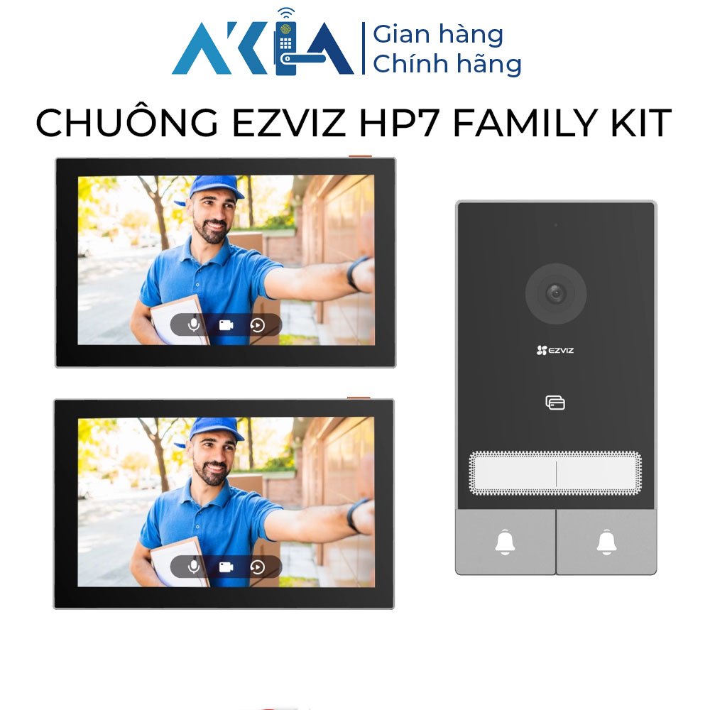Chuông cửa EZVIZ HP7 2-Family Kit - Độ nét cao 2K, Camera góc rộng 162 độ, Tích hợp 2 Màn hình 7 inc