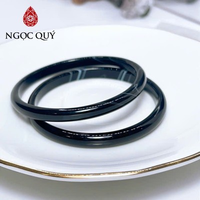 Vòng mã não - Vòng mã não đen hẹ mảnh ( 1 chiếc) - Ngọc Quý