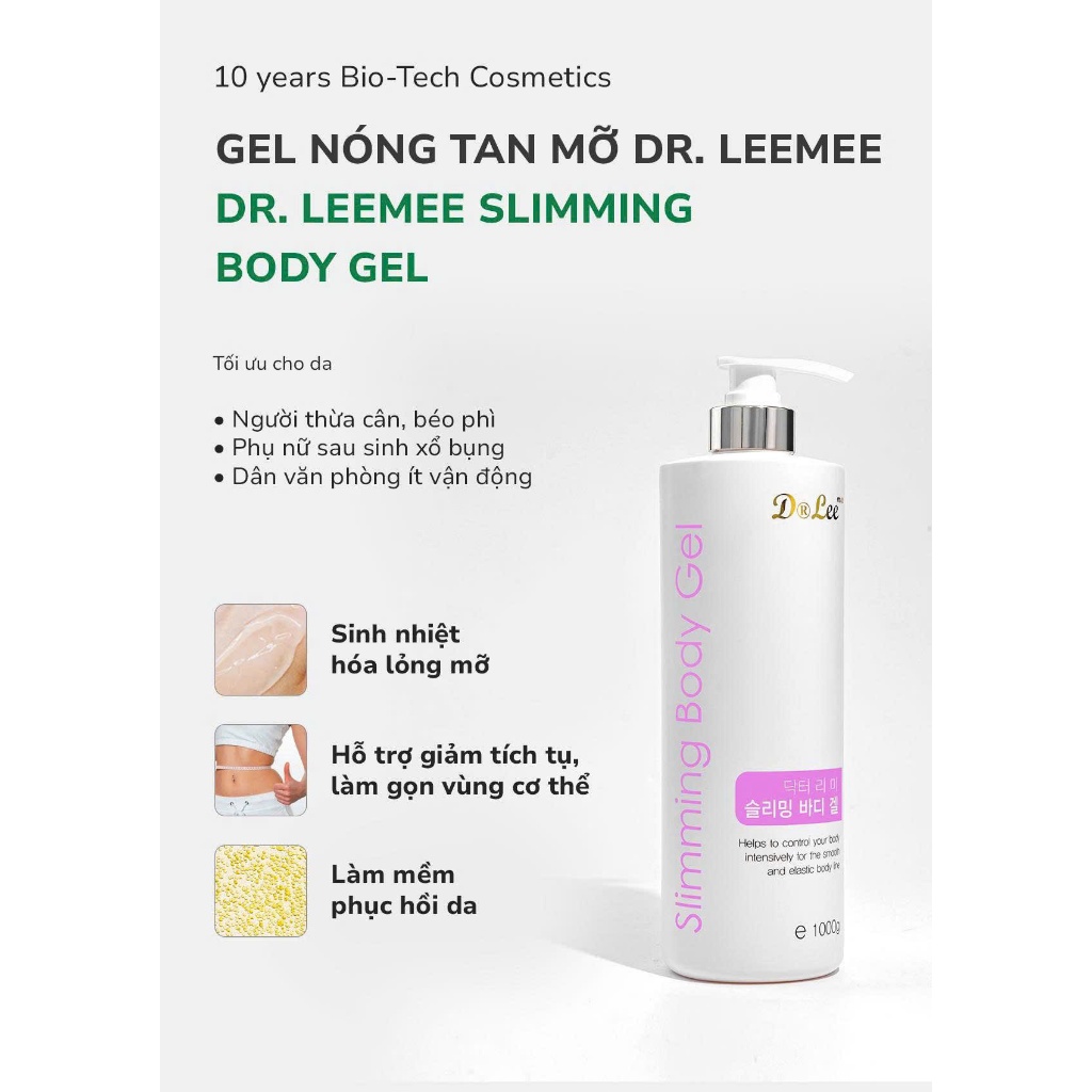 Gel Nóng Tan Mỡ Dr. Leemee Slimming Body Gel 1000g – Giảm Béo & Định Hình Săn Chắc | GSC+ Chính Hãng
