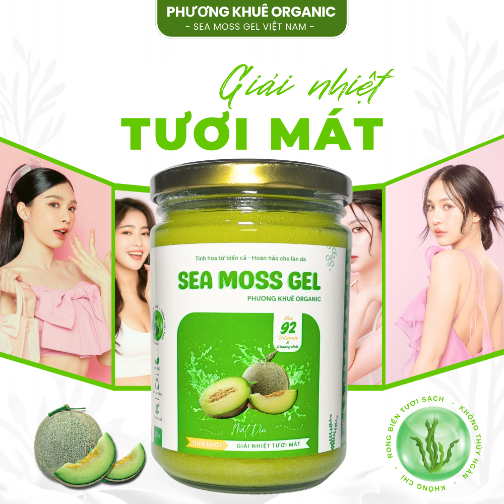 [NEW] Rong biển SEA MOSS GEL Vị Dưa Lưới mát lạnh 500ml da sáng mịn, giảm cân, tiêu hóa