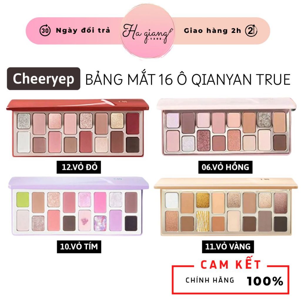 Bảng Mắt Cheeryep (Qianyan) True 16 màu, Bảng Phấn Mắt 16 Ô Qianyan Cheeryep True Colors Staring 06,