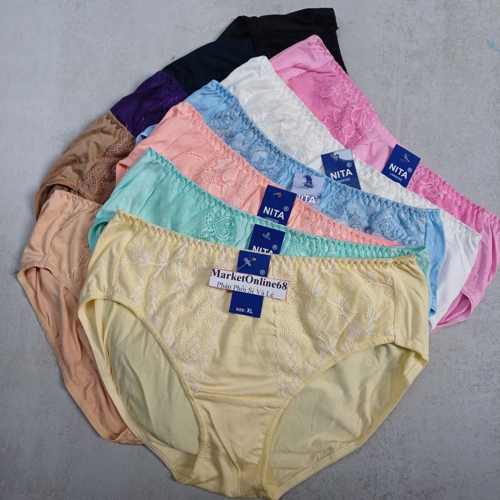 10 Quần Lót Nữ Lưng Cao Cotton Bigsize NT120 Mềm Mát Co Giãn Thoải Mái MarketOnlie68