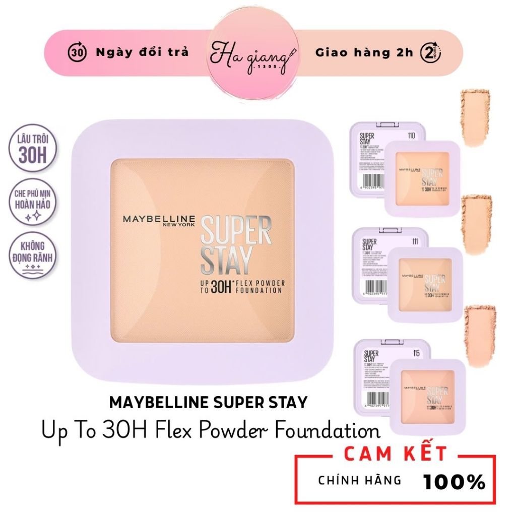 [Giữ nền 30H] Phấn Phủ Dạng Nén Maybelline Super Stay Up To 30H Flex Powder Foundation