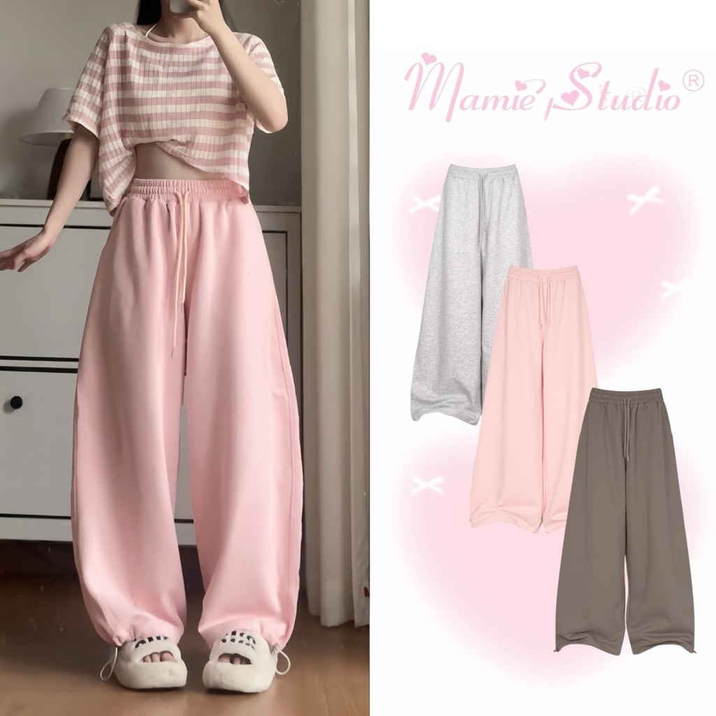Quần nỉ ép Mamie có dây rút ở chân tiện lợi, thời trang nam nữ.