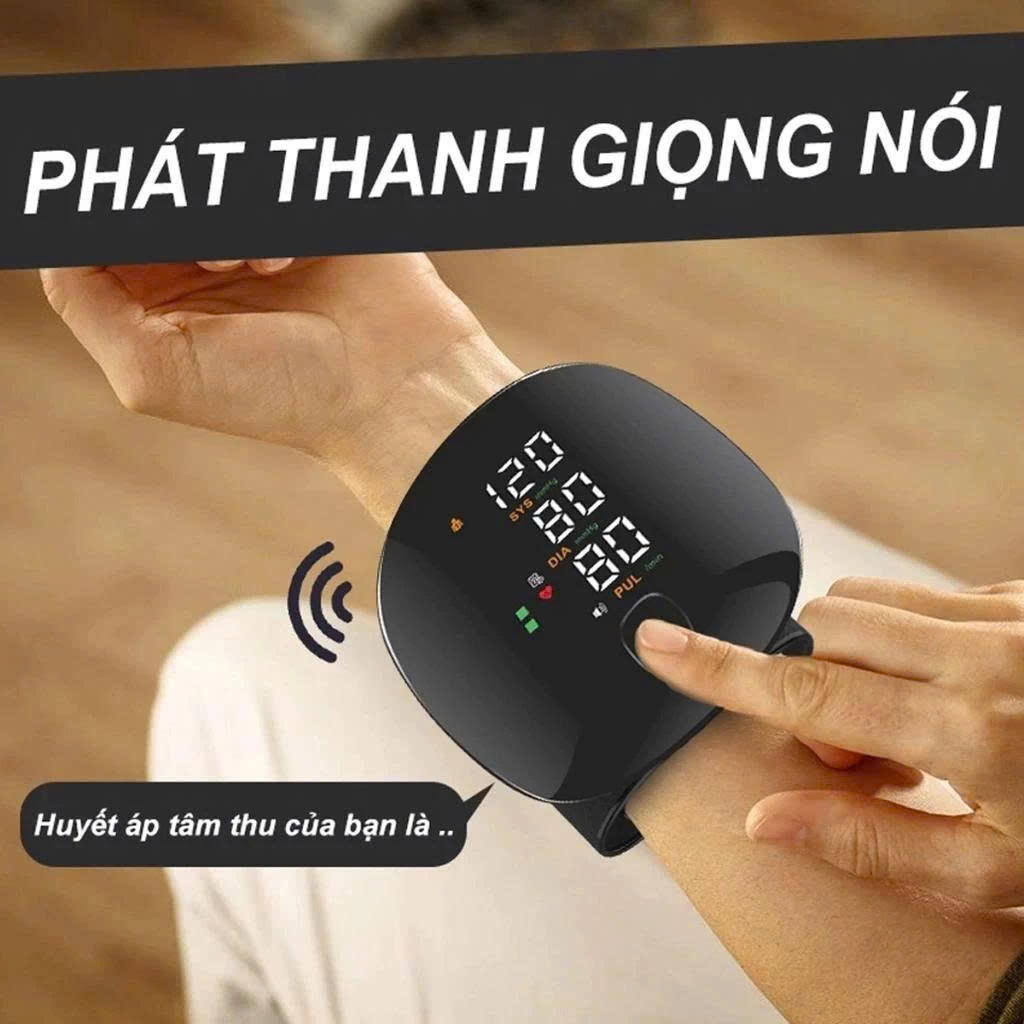 Máy Đo Huyết Áp Cổ Tay Màn Hình Hiển Thị Đèn LED - Đọc Kết Quả Bằng Tiếng Việt,Sạc Pin, Độ Chính Xác Tuyệt Đối Thích hơp