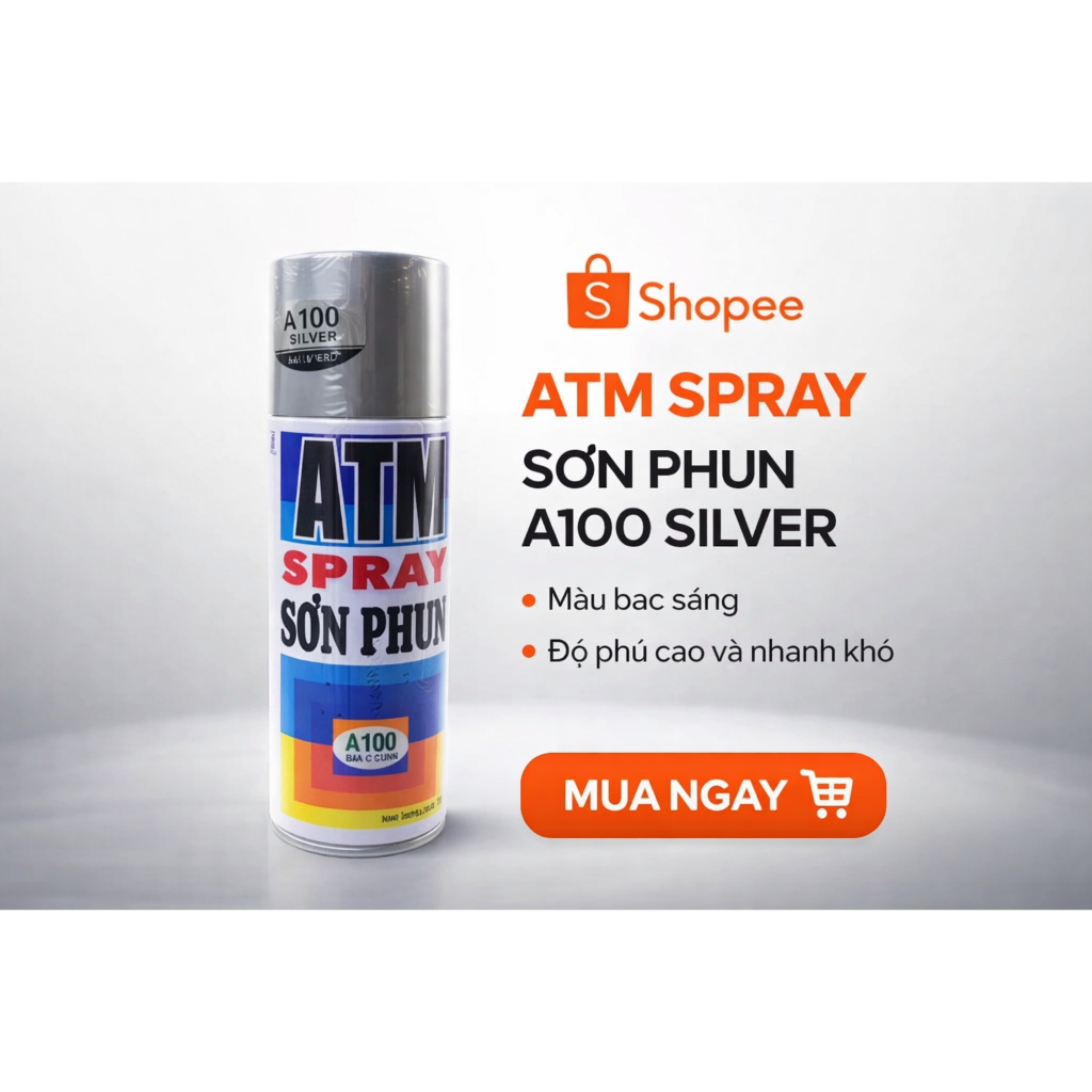Sơn Xịt ATM A100 Màu Nhũ Bạc – Lên Màu Đẹp, Nhanh Khô