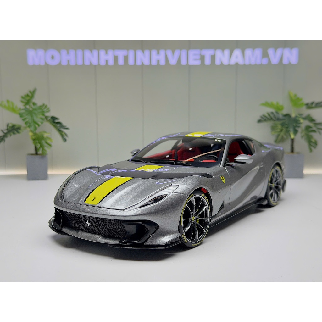 XE MÔ HÌNH FERRARI 812 COMPETIZIONE GREY,TỶ LỆ 1/18 BBURAGO