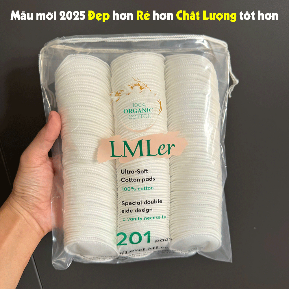 (Combo 2 gói) Bông Tẩy Trang LMer 201 miếng 100% Cotton mềm mịn P0642