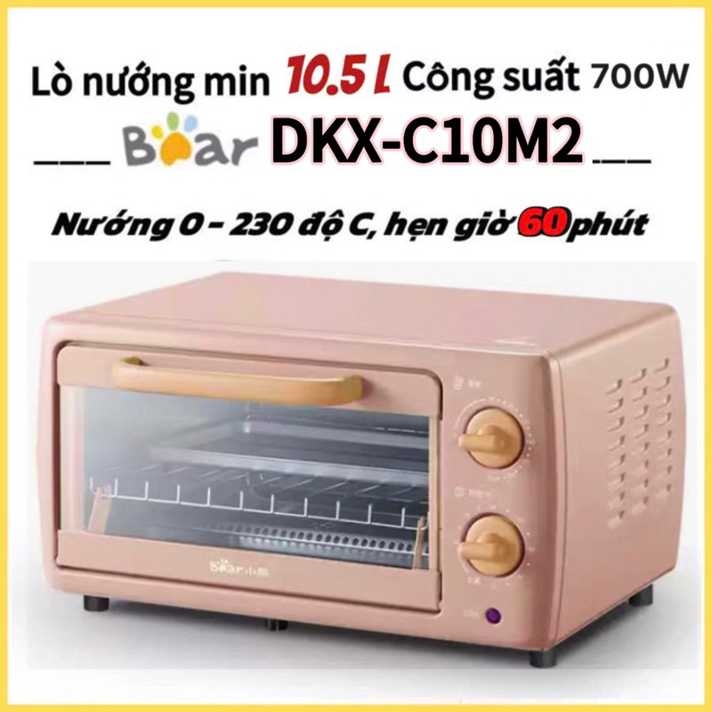 Lò nướng điện Bear DKX-F10H2 dung tích 10L hẹn giờ 60 phút và chỉnh nhiệt 0, 60-230 độ BH 12 tháng