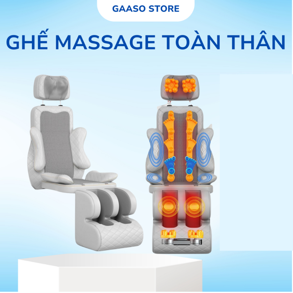 Ghế massage toàn thân hồng ngoại Gaso Store 2026 cải tiến thêm 12 con lăn phần lưng Bảo hành 5 năm