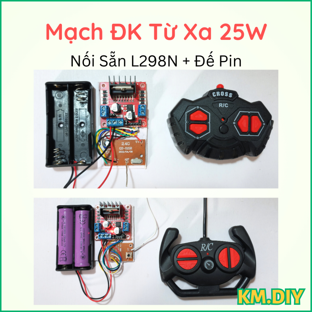 Mạch ĐK Từ Xa 25W Nối Sẵn L298N 4 Kênh Cho Xe Đồ Chơi và Mô Hình Robot - Linh Kiện STEM, DIY