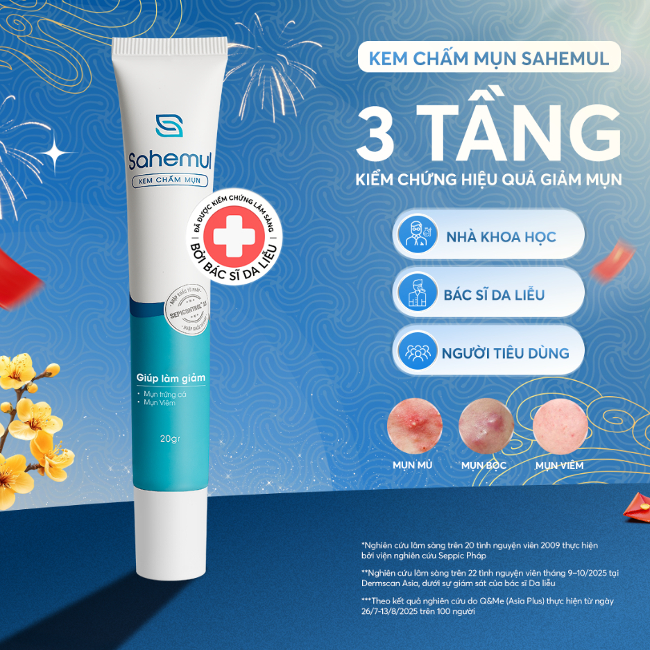 [LIVE KOL] Kem Chấm Mụn Sahemul Giảm Mụn Viêm, Mụn Bọc, Mụn Mủ, Mụn Trứng Cá Hiệu Quả Nhanh 20gr
